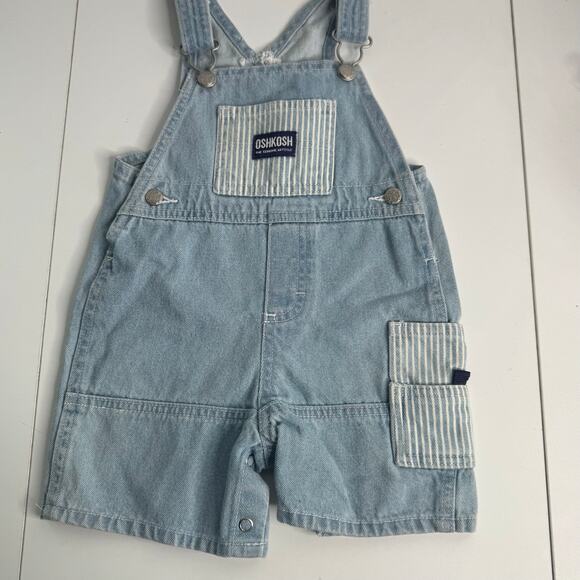 OshKosh B'gosh Other - OSHKOSH B’gosh Blue White Striped Overall Shorts Size 12 months